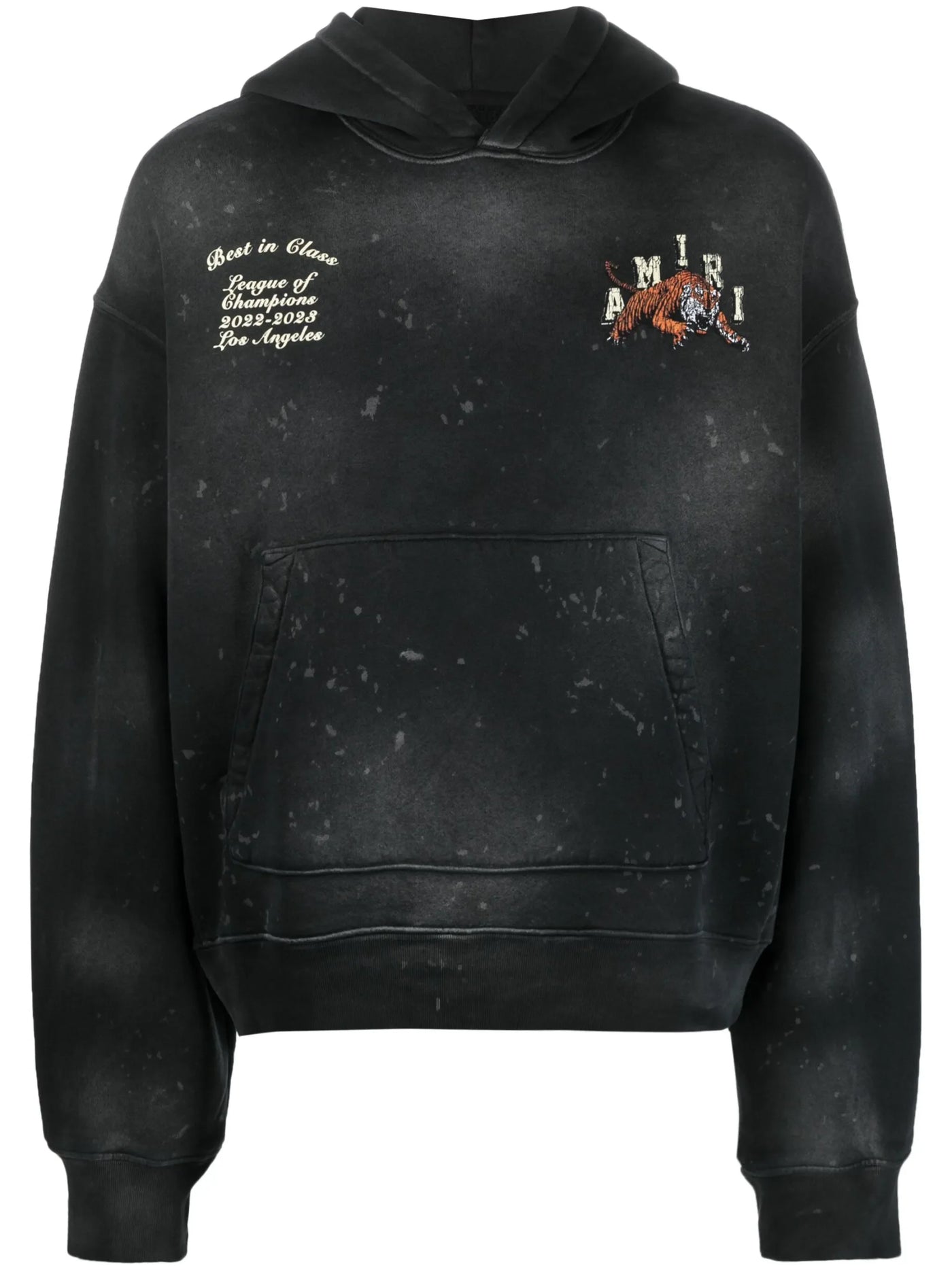 Amiri – Varsity Tiger Vintage – Verwaschener Kapuzenpullover in Schwarz 