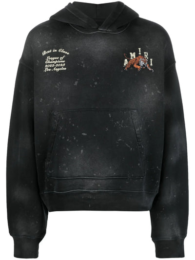 Amiri – Varsity Tiger Vintage – Verwaschener Kapuzenpullover in Schwarz 