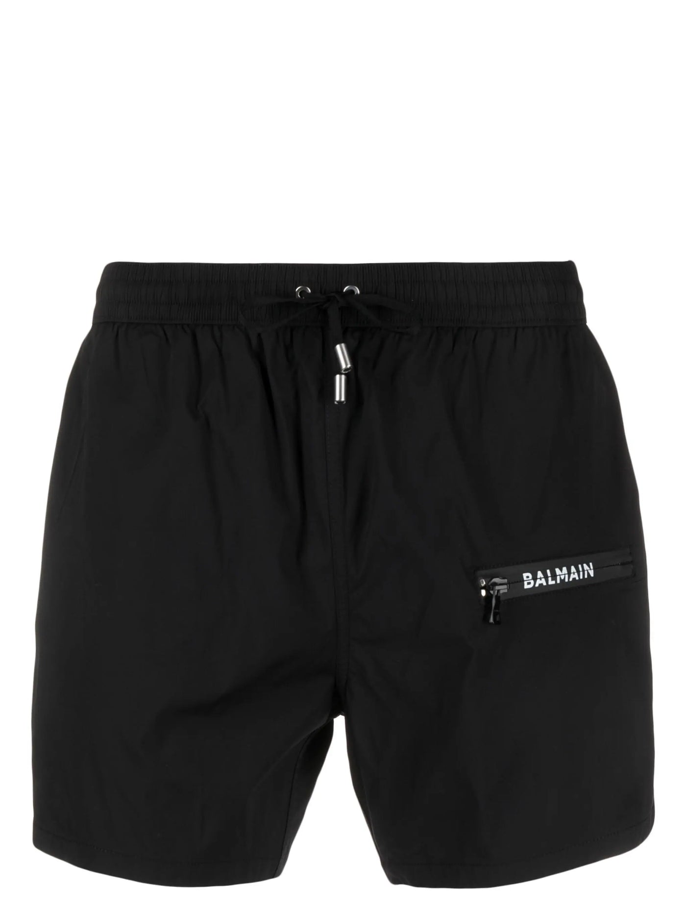 Balmain – Schwarze Badeshorts mit Reißverschluss und Logo-Print 