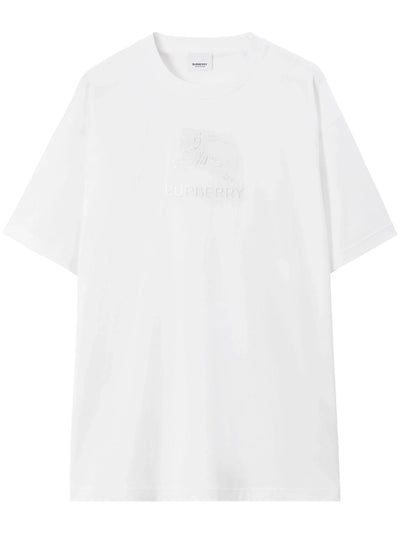 Burberry – Weißes T-Shirt mit EKD-Logostickerei