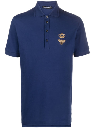 Dolce &amp; Gabbana besticktes Piqué-Polo in Marineblau