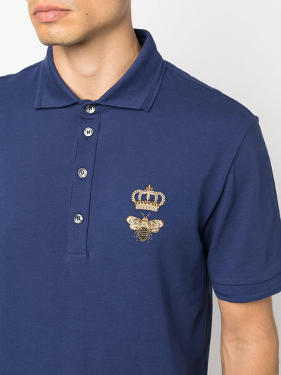 Dolce &amp; Gabbana besticktes Piqué-Polo in Marineblau