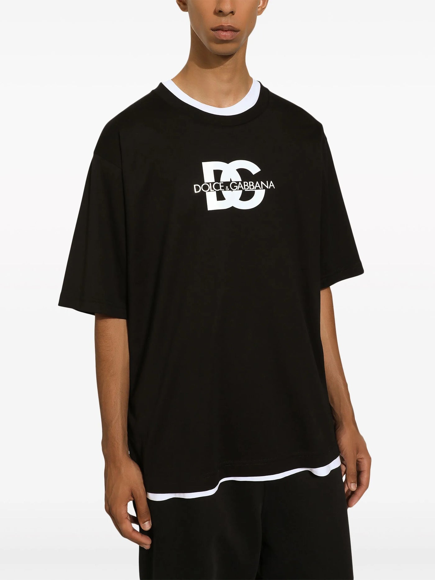 Dolce &amp; Gabbana – T-Shirt mit DG-Print in Schwarz