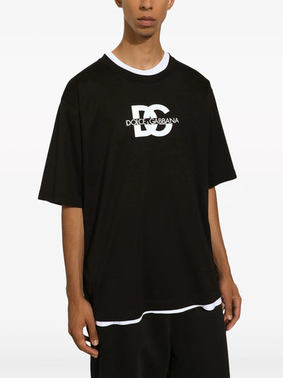 Dolce &amp; Gabbana – T-Shirt mit DG-Print in Schwarz