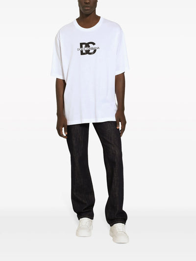 Dolce &amp; Gabbana – T-Shirt mit DG-Print in Weiß
