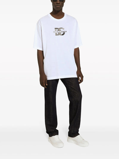 Dolce &amp; Gabbana – T-Shirt mit DG-Print in Weiß