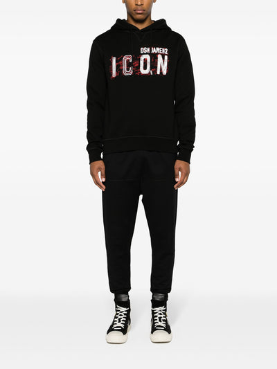 Dsquared2 – Cool Fit – Kapuzenpullover mit Icon Scribble-Motiv in Schwarz