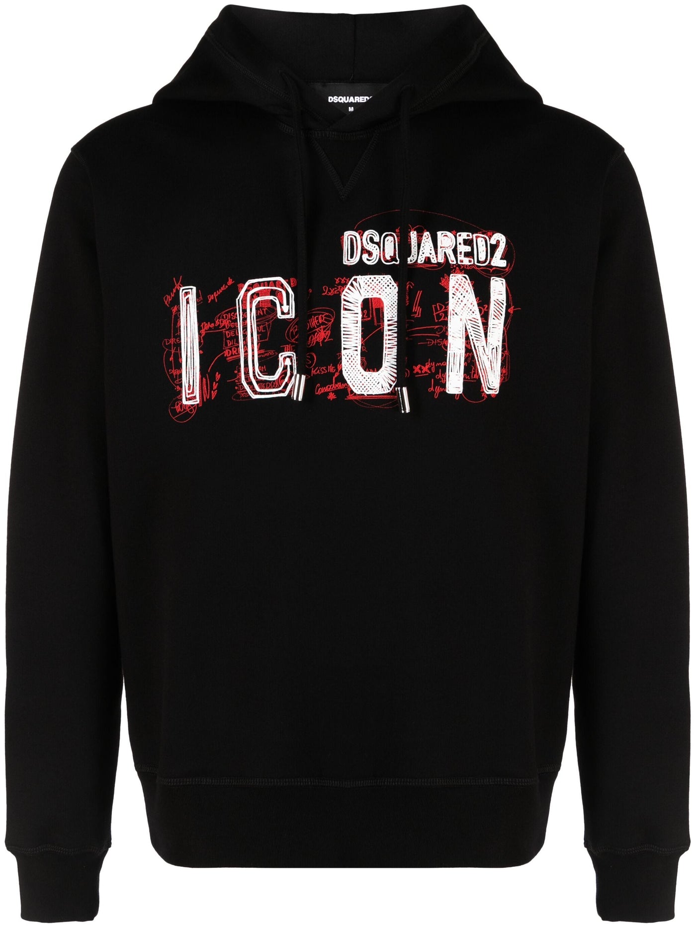 Dsquared2 – Cool Fit – Kapuzenpullover mit Icon Scribble-Motiv in Schwarz