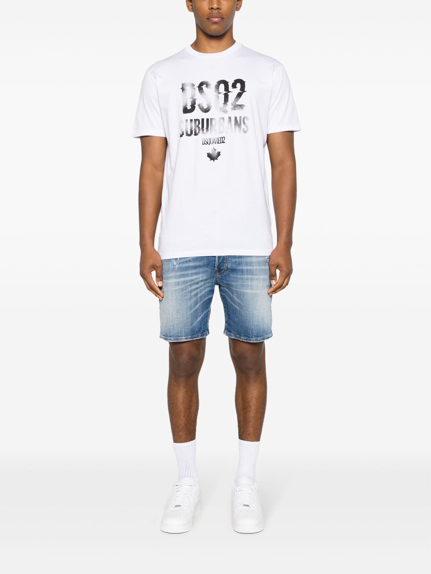 Dsquared2 – Weißes T-Shirt mit aufgedrucktem Logo „Suburbans“