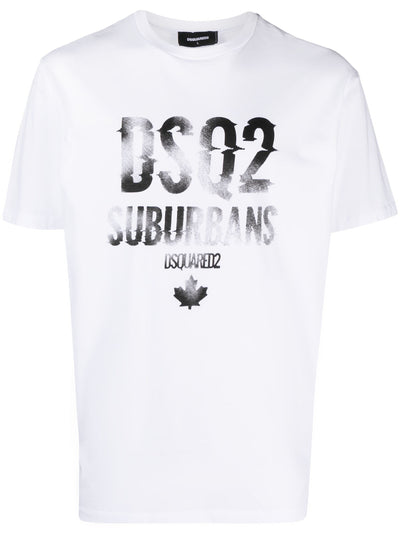 Dsquared2 – Weißes T-Shirt mit aufgedrucktem Logo „Suburbans“