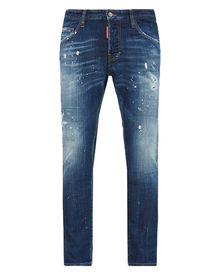 Dsquared2 – DSQ2 – Zerrissene Skaterjeans mit Patch in Blau