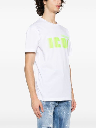 Dsquared2 – Weißes Baumwoll-T-Shirt mit Icon Blur Cool Green-Logo