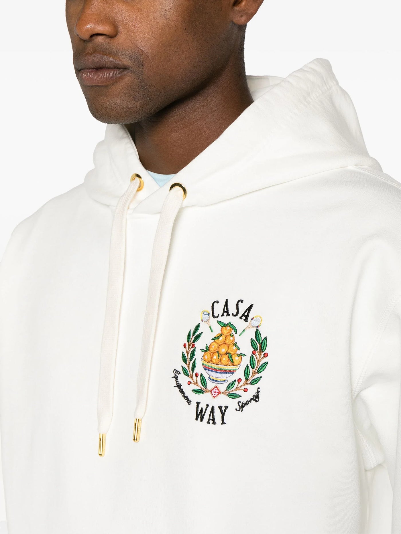 Casablanca – Casa Way – Weißer Kapuzenpullover mit Orangen-Stickerei