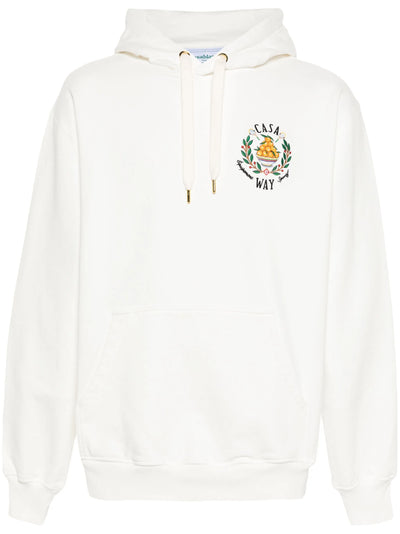 Casablanca – Casa Way – Weißer Kapuzenpullover mit Orangen-Stickerei