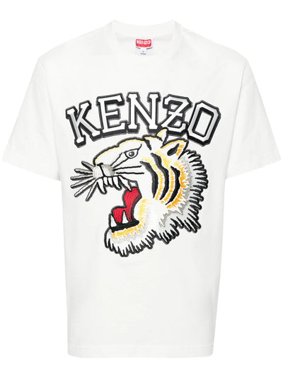 Kenzo – Klassisches Tiger-Varsity-T-Shirt in Weiß