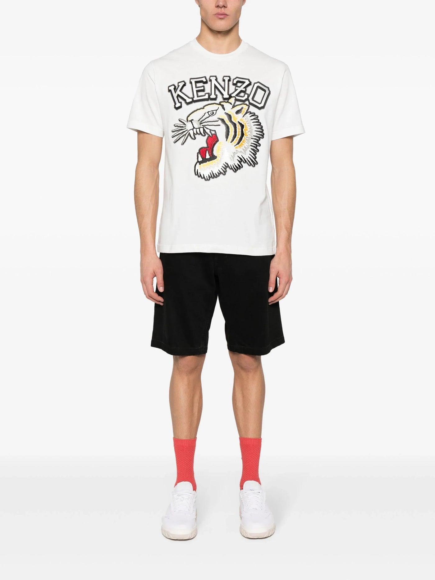 Kenzo – Klassisches Tiger-Varsity-T-Shirt in Weiß