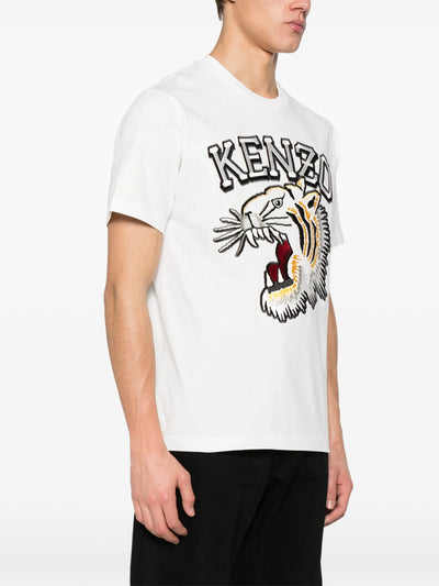 Kenzo – Klassisches Tiger-Varsity-T-Shirt in Weiß