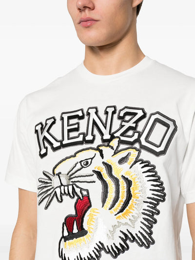 Kenzo – Klassisches Tiger-Varsity-T-Shirt in Weiß