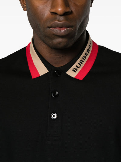 Burberry – Poloshirt mit Kontrastkragen in Schwarz
