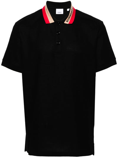 Burberry – Poloshirt mit Kontrastkragen in Schwarz