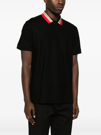 Burberry – Poloshirt mit Kontrastkragen in Schwarz