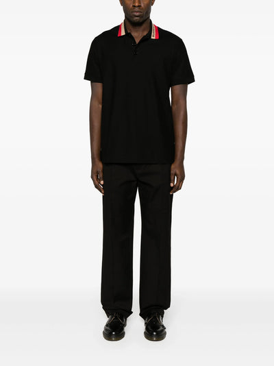 Burberry – Poloshirt mit Kontrastkragen in Schwarz