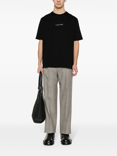 Lanvin – T-Shirt mit kleinem, besticktem Logo in Schwarz