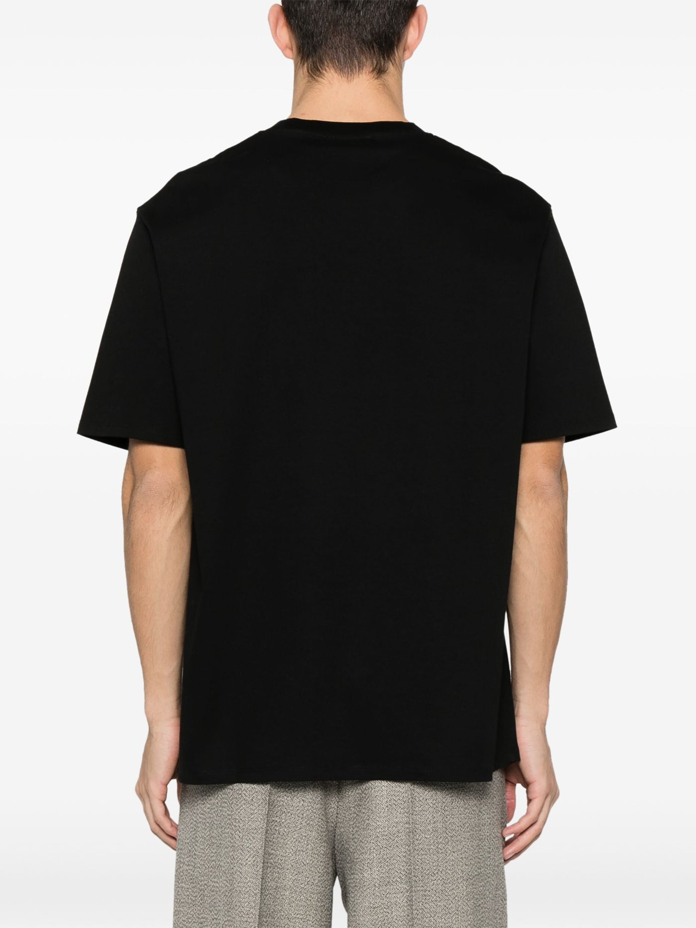 Lanvin – T-Shirt mit kleinem, besticktem Logo in Schwarz