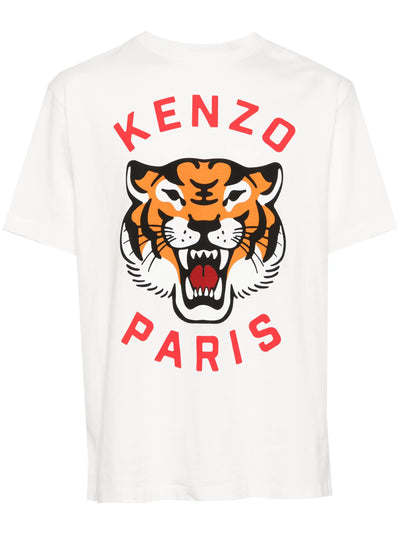 Kenzo – Weißes T-Shirt mit „Lucky Tiger“-Print