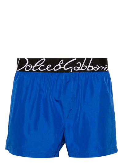 Dolce &amp; Gabbana – Badeshorts mit Logo-Schriftzug in Blau