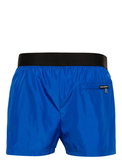 Dolce &amp; Gabbana – Badeshorts mit Logo-Schriftzug in Blau