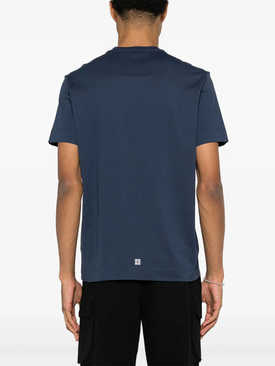 Givenchy – T-Shirt mit weißem 4G-Stars-Logo-Aufdruck in Blau