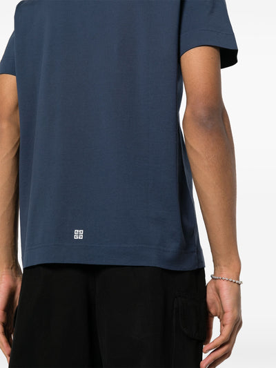 Givenchy – T-Shirt mit weißem 4G-Stars-Logo-Aufdruck in Blau