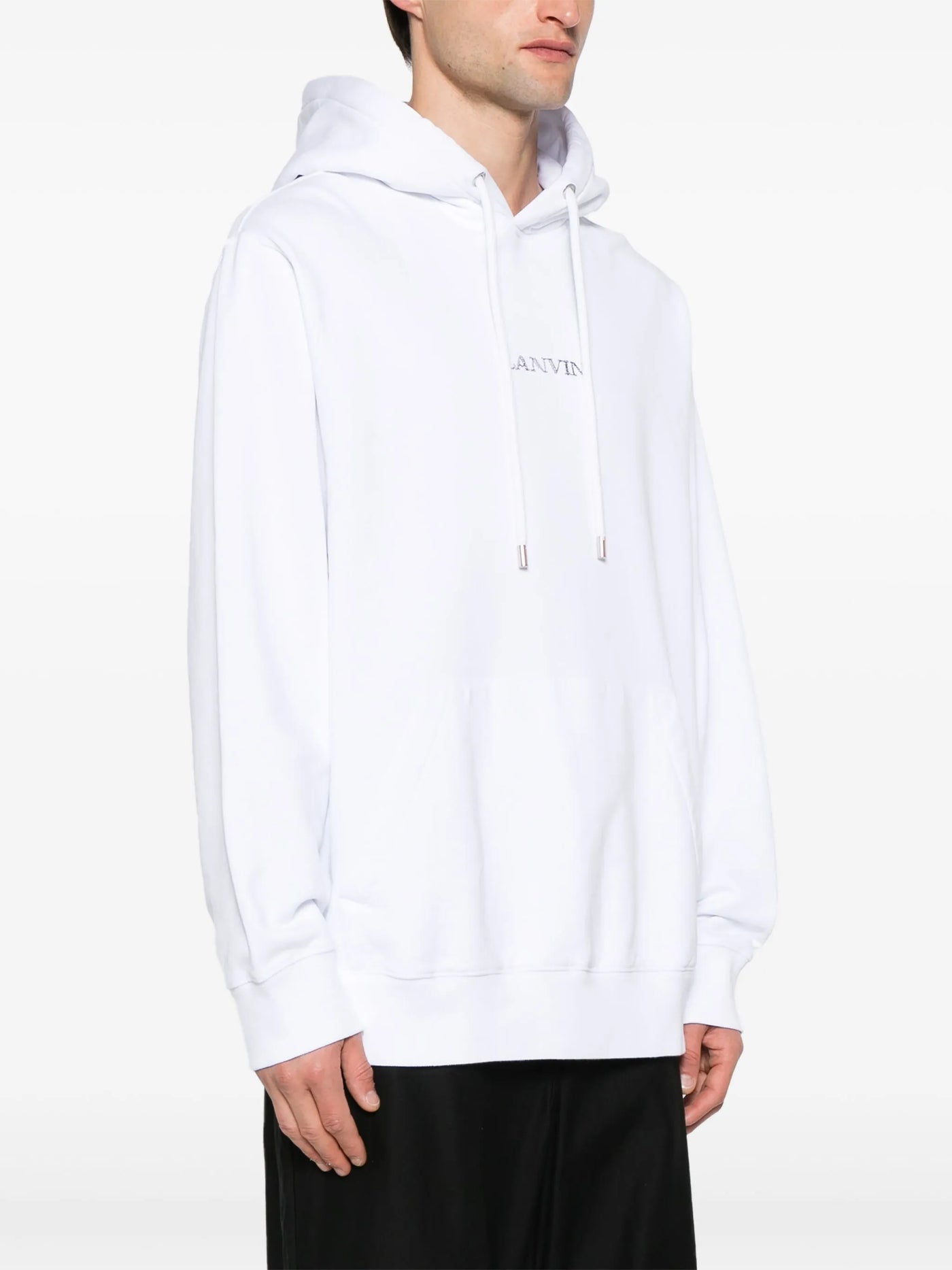 Lanvin Paris – Locker geschnittener Kapuzenpullover mit Logo in Weiß