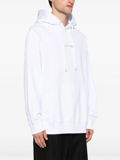 Lanvin Paris – Locker geschnittener Kapuzenpullover mit Logo in Weiß