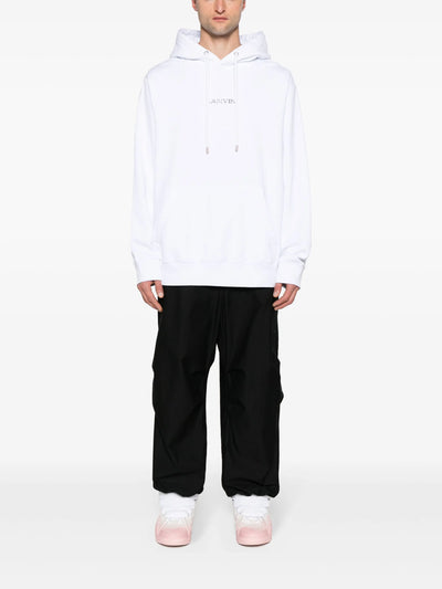 Lanvin Paris – Locker geschnittener Kapuzenpullover mit Logo in Weiß