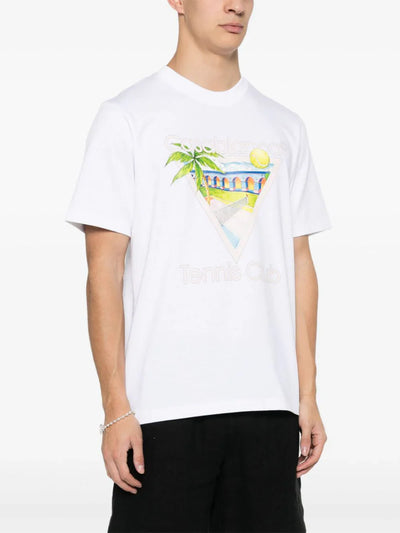 Casablanca Tennis Club – Weißes T-Shirt mit Icon-Print