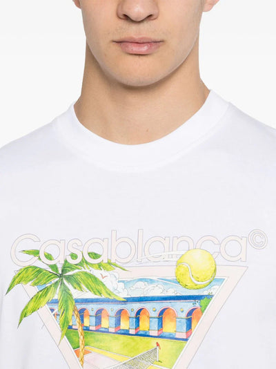 Casablanca Tennis Club – Weißes T-Shirt mit Icon-Print