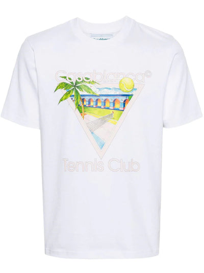 Casablanca Tennis Club – Weißes T-Shirt mit Icon-Print