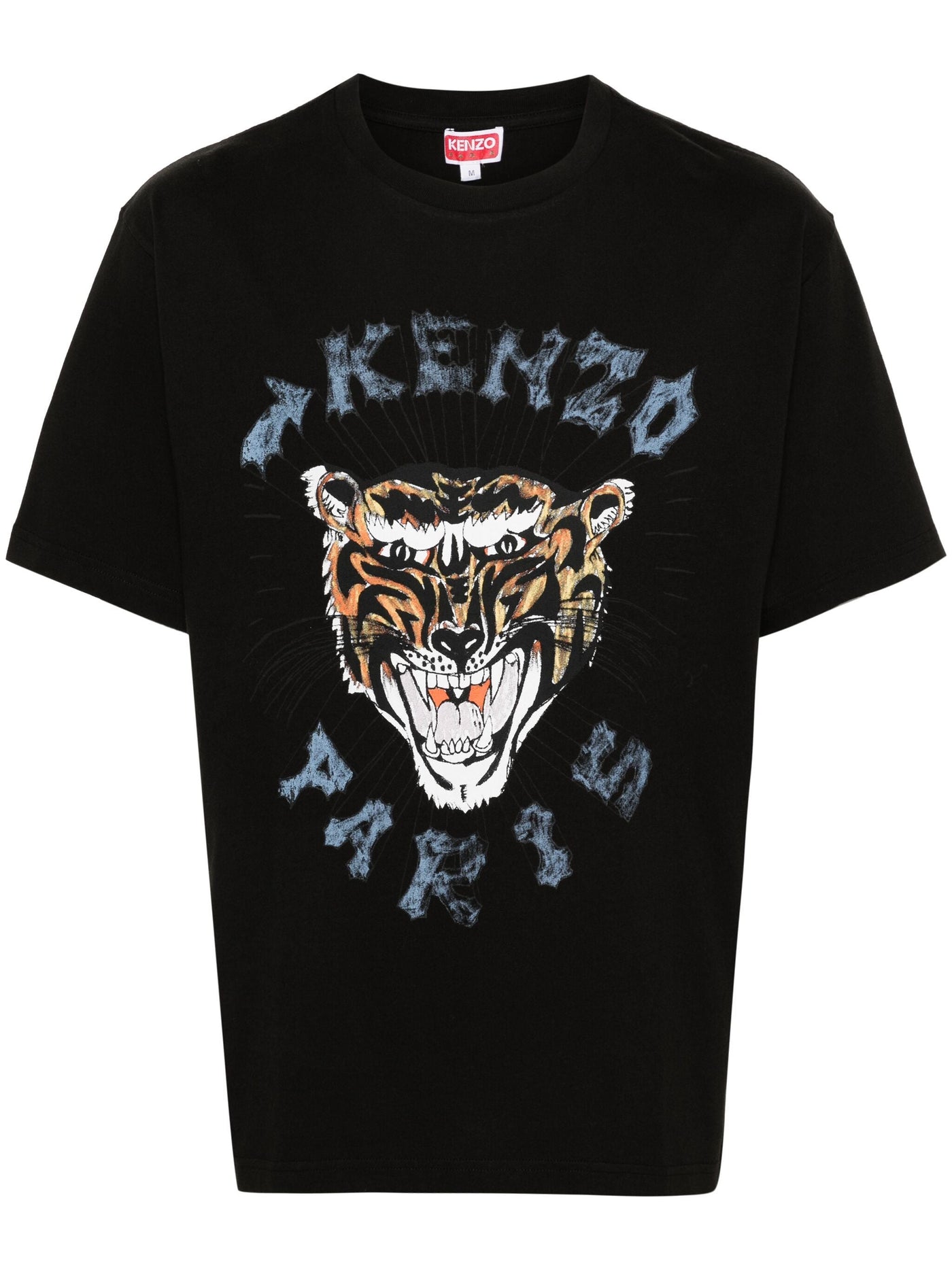 Kenzo – Schwarzes T-Shirt mit Tiger-Print