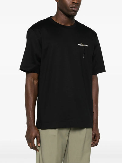 Fendi – Made in Fendi – Schwarzes T-Shirt mit Logostickerei