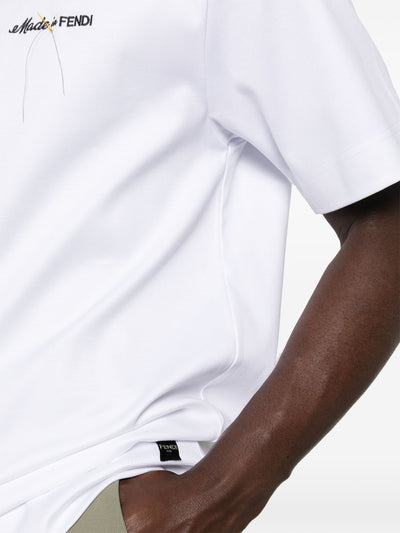Fendi – Made in Fendi – Besticktes T-Shirt in Weiß