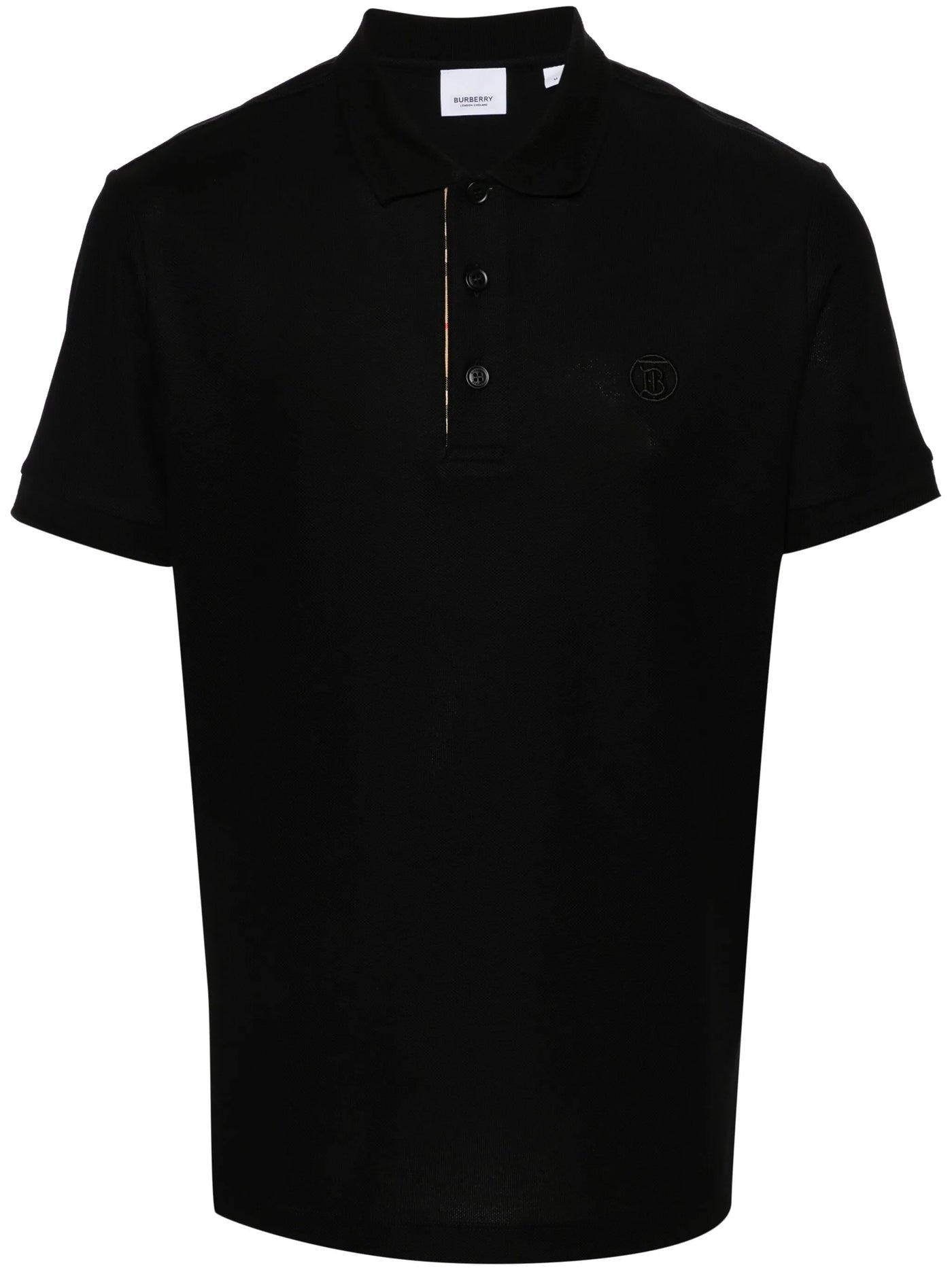 Burberry – Schwarzes Poloshirt mit Circle-TB-Logostickerei