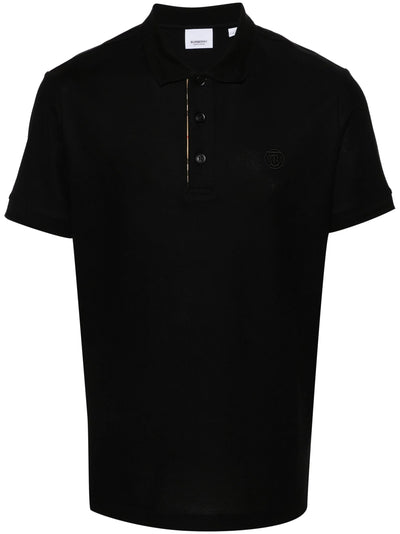 Burberry – Schwarzes Poloshirt mit Circle-TB-Logostickerei