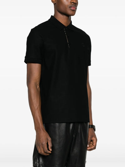 Burberry – Schwarzes Poloshirt mit Circle-TB-Logostickerei