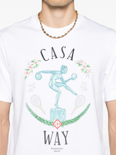 Casablanca – Weißes T-Shirt mit Marmor-Print