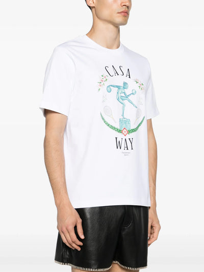 Casablanca – Weißes T-Shirt mit Marmor-Print