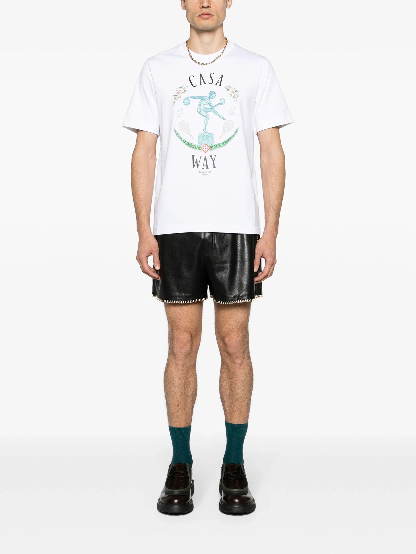 Casablanca – Weißes T-Shirt mit Marmor-Print