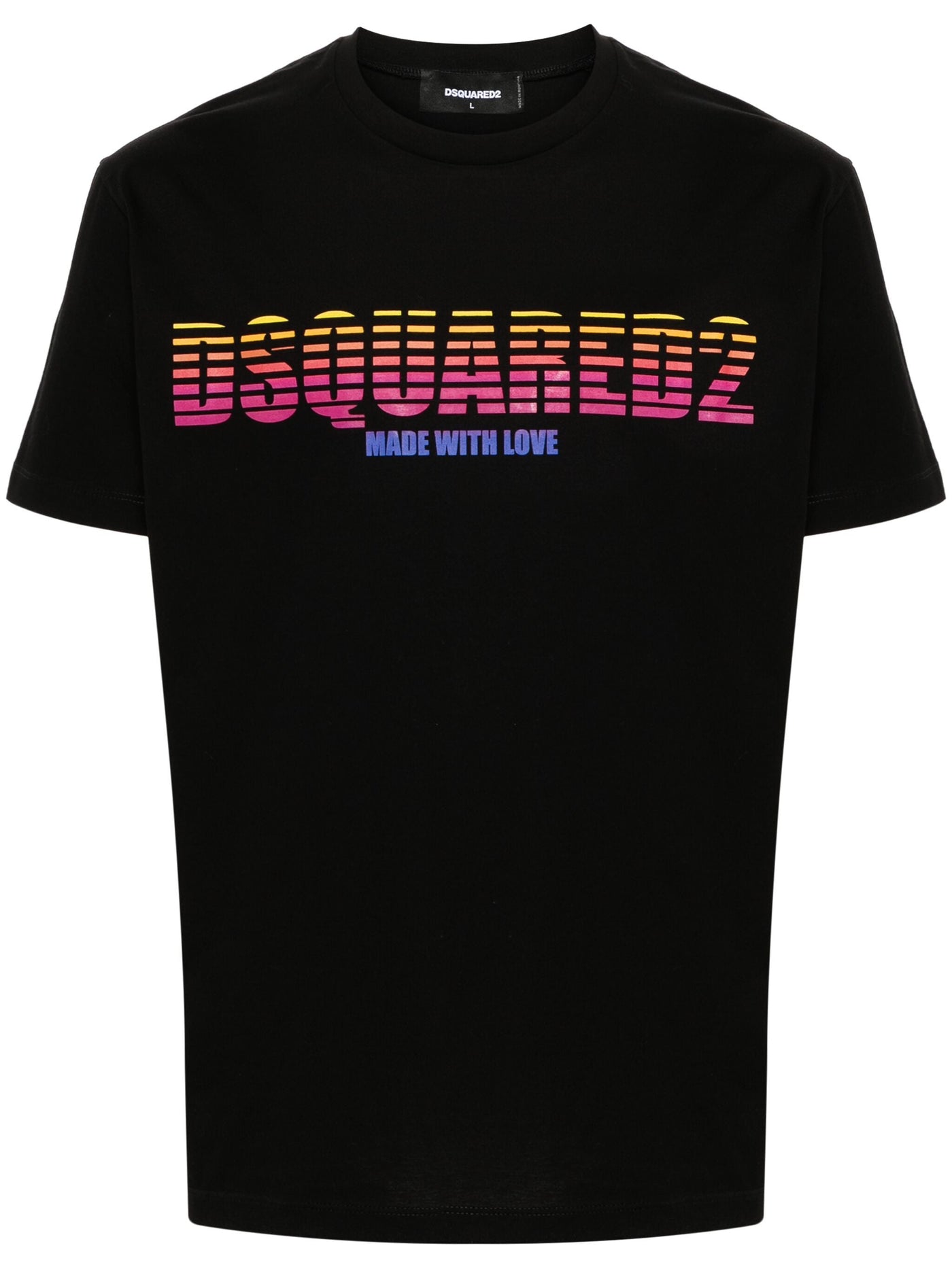 Dsquared2 – Schwarzes T-Shirt mit „Made with Love“-Print
