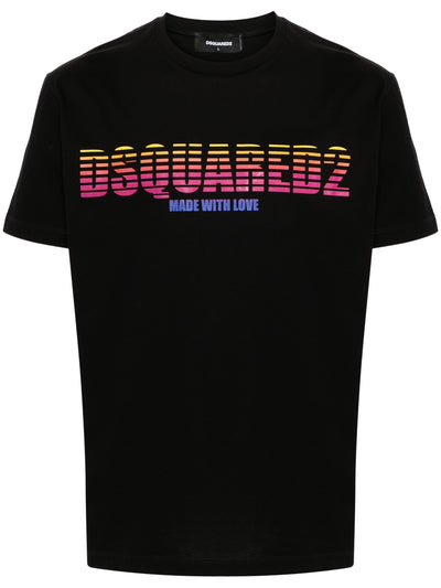 Dsquared2 – Schwarzes T-Shirt mit „Made with Love“-Print